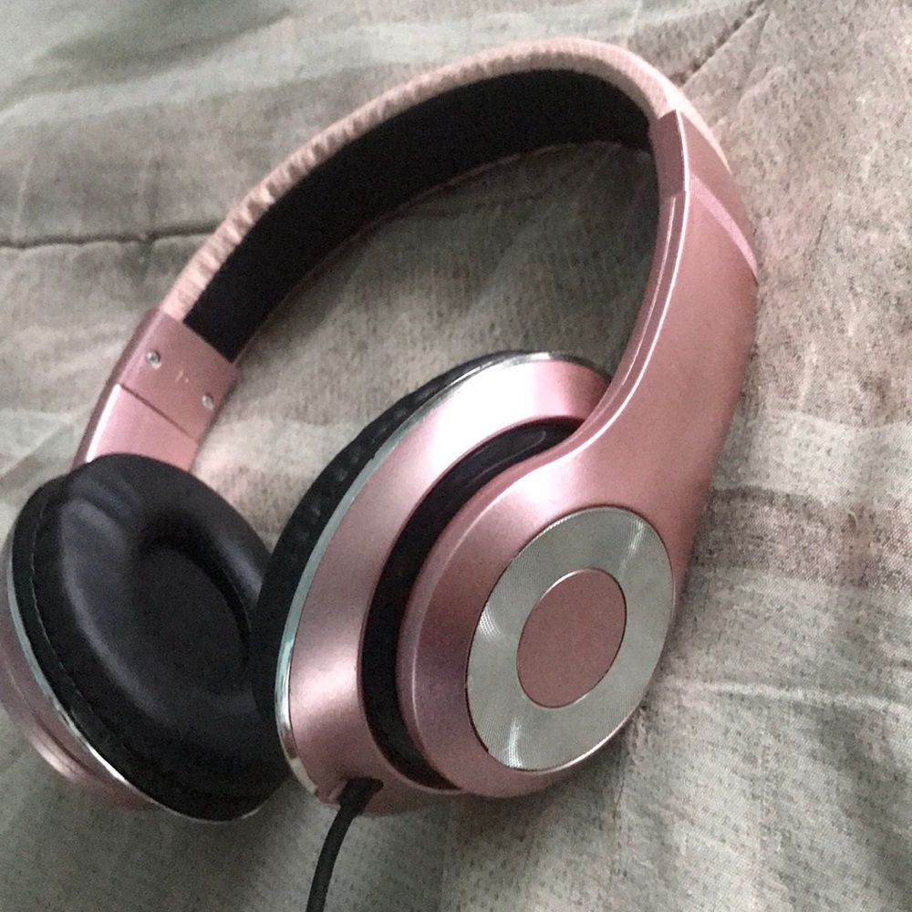 Rose gold headphones